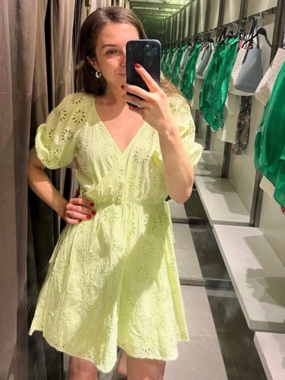 Zara openwork embroidered cotton summer dress - Picture 4 of 11